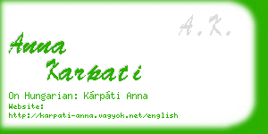 anna karpati business card